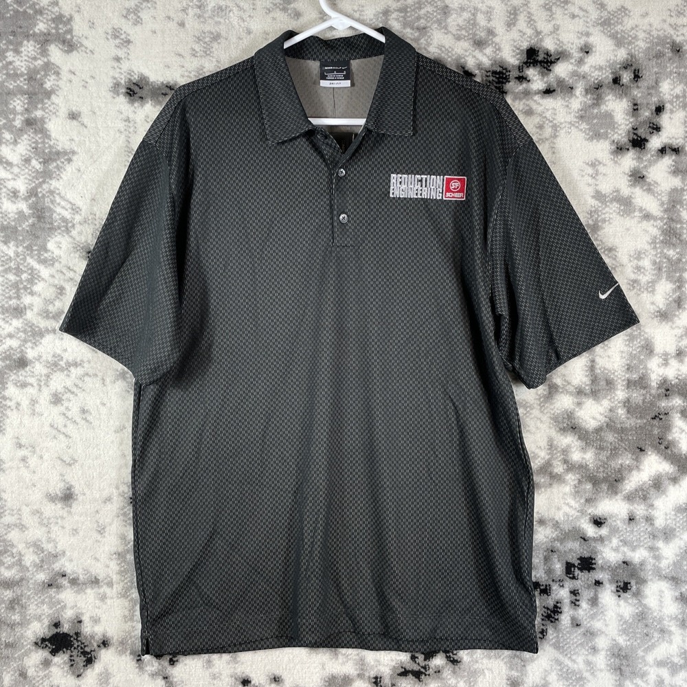 New Nike Dri Fit‎ Golf Polo Men's Size Large Black Embroidered Slate Steel